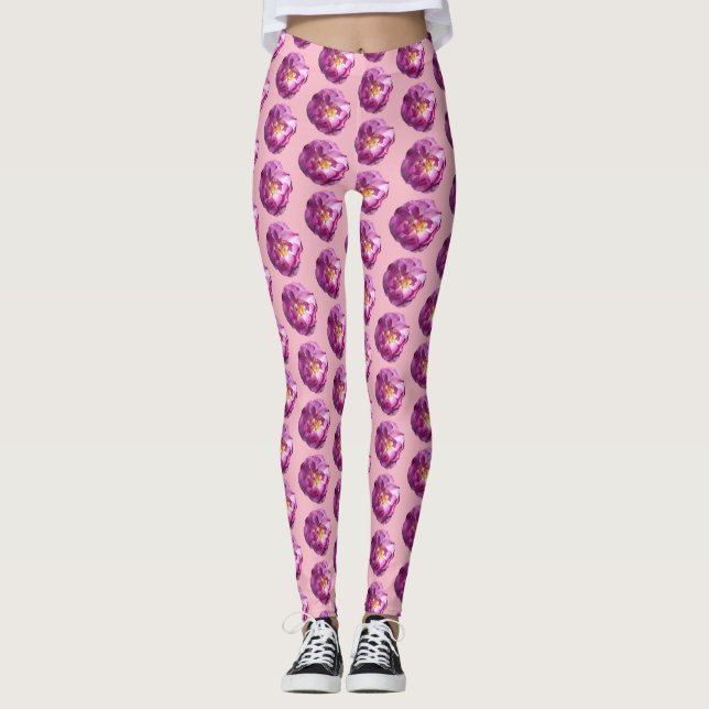 Personalizado de foto de una rosa rosa rosa Leggin (Anverso)