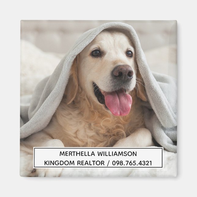 Personalizado de fotografía de perro imán de negoc (Frente)