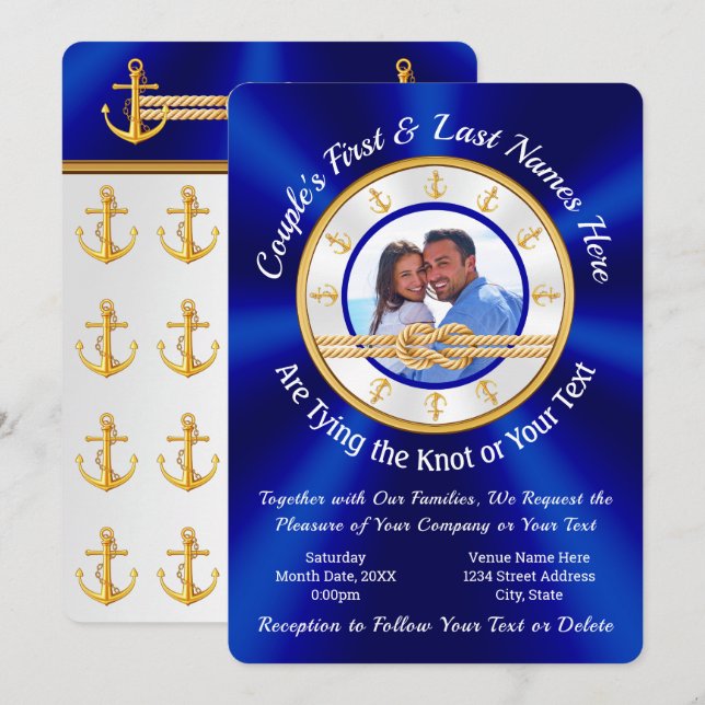 Personalizado de fotografía Invitaciones a una bod (Anverso / Reverso)