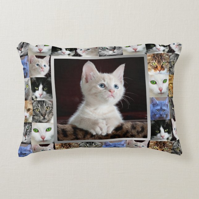 Personalizado de fotos para gatos Almohada de coll (Anverso)