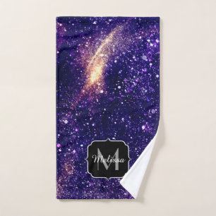 Personalizado de galaxia abstracta violeta monogra