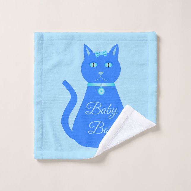 Personalizado de gato de niño pequeño azul (Toallita)