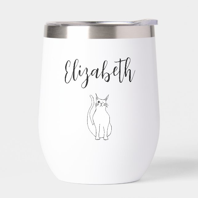 Personalizado de gato lindo blanco negroWinking Ki (Izquierdo)