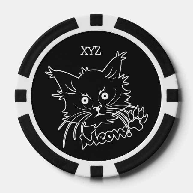 Personalizado de gato negro fichas de póker (Anverso)