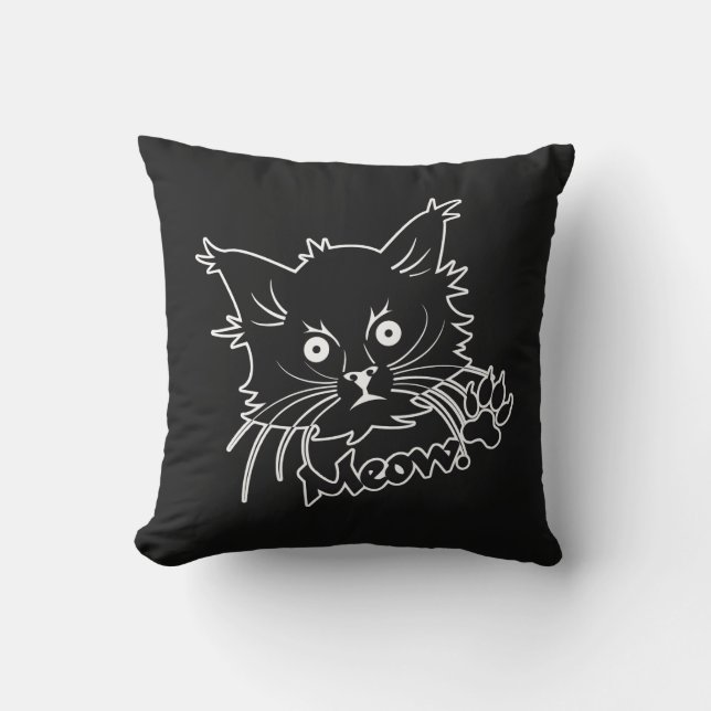 Personalizado de gato negro tirando almohada (Anverso)