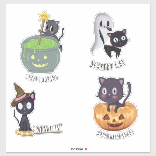 Personalizado de gatos de Halloween corta pegatina (Hoja)