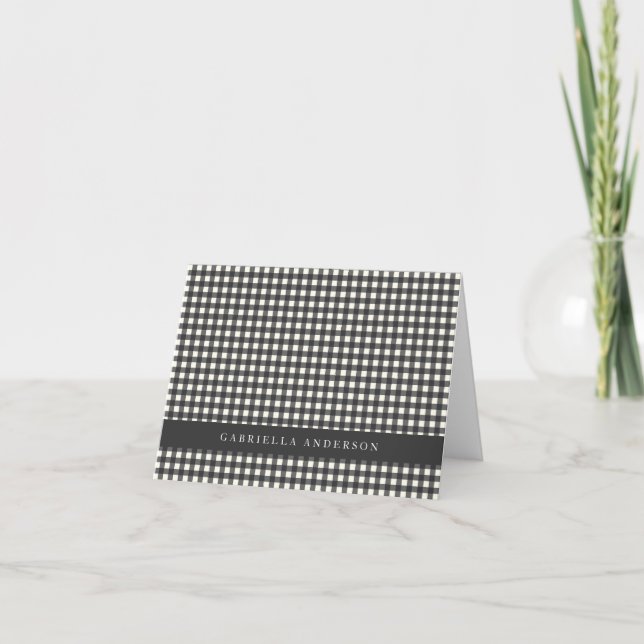 Personalizado de Gingham Plaid blanco y negro vint (Anverso)
