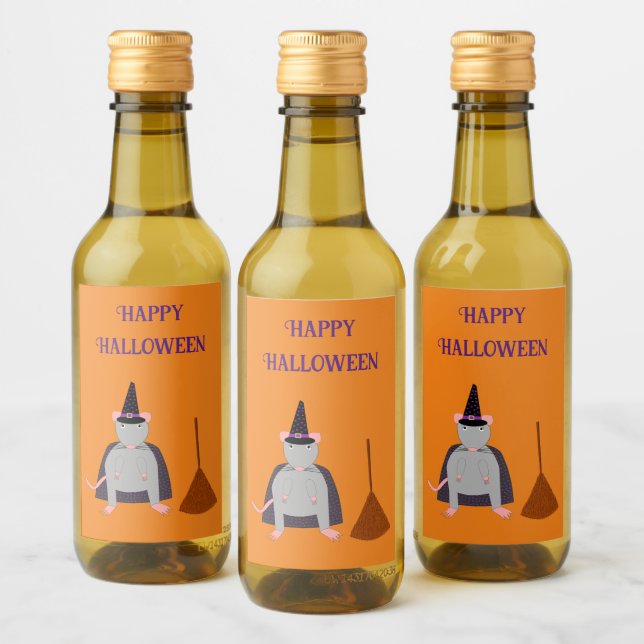 Personalizado de Halloween Witch Rat and Broom (Botellas)