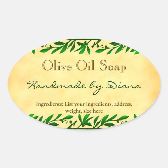 Personalizado de hojas de oliva Soap Pegatina de p (Anverso)