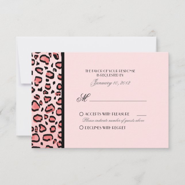 Personalizado de impresión de leopardo rosa RSVP (Anverso)