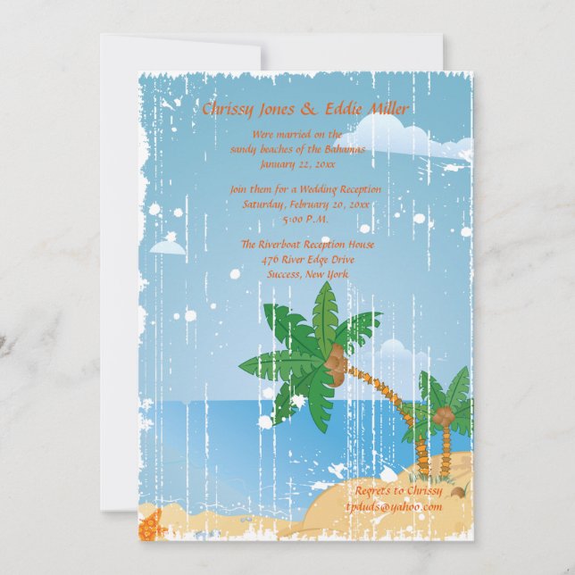Personalizado de invitación a Beach Grunge (Anverso)