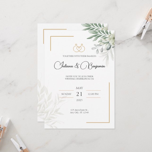Personalizado de invitación a boda personalizada T (Anverso/Reverso In Situ)