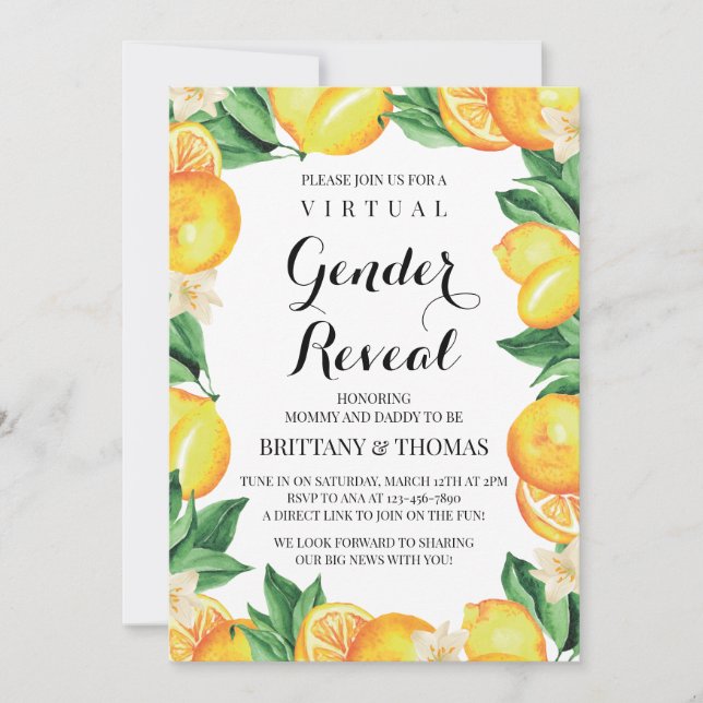 Personalizado de invitación a revelar género de lé (Anverso)