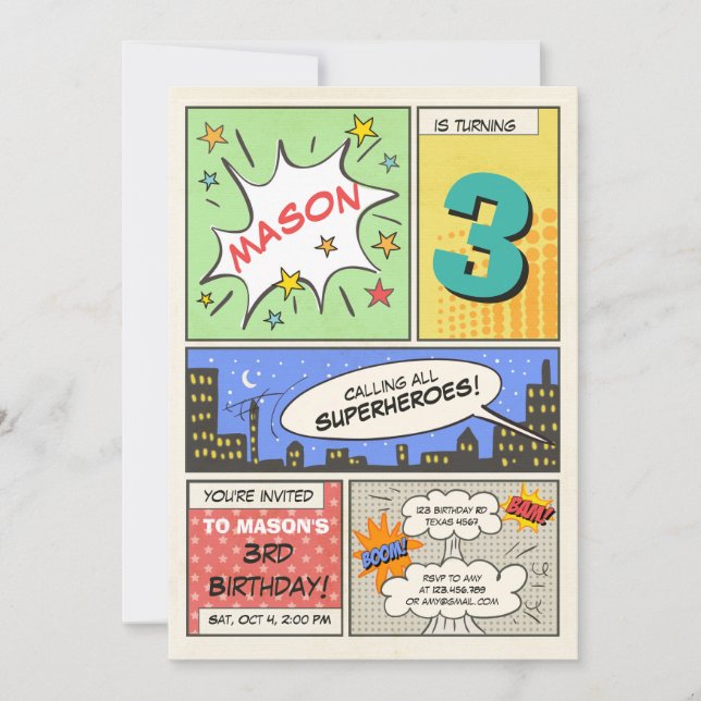 personalizado de invitación de cumpleaños de super (Anverso)