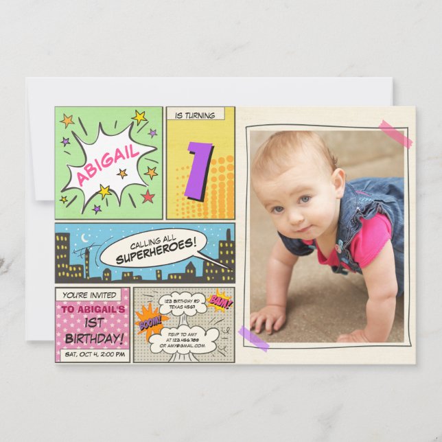 personalizado de invitación de cumpleaños de super (Anverso)