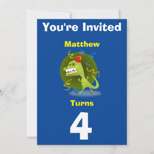 Personalizado de invitación Dinosaurio- Nombre/eda