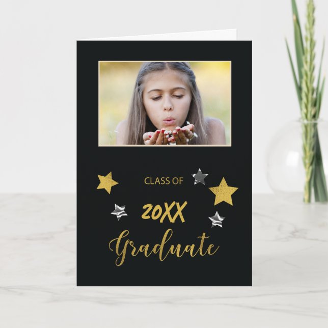 Personalizado de invitación Foto Graduación de Oro (Anverso)