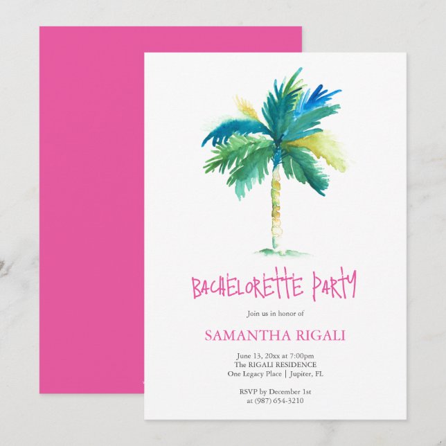 Personalizado de invitaciones tropicales Bachelore (Anverso / Reverso)