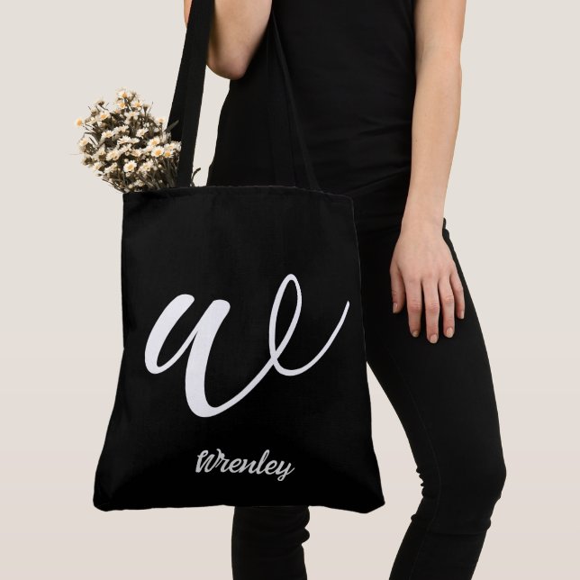 Personalizado de la bolsa de tote negro grande con (Detalle)