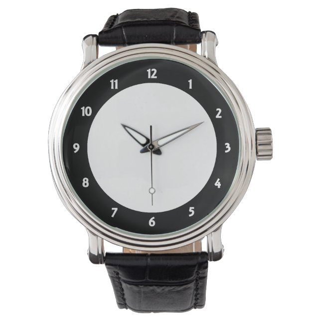 Personalizado de la cara del reloj negro blanco (Anverso)
