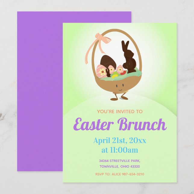 Personalizado de la Cesta de Pascua | Invitación a (Anverso / Reverso)