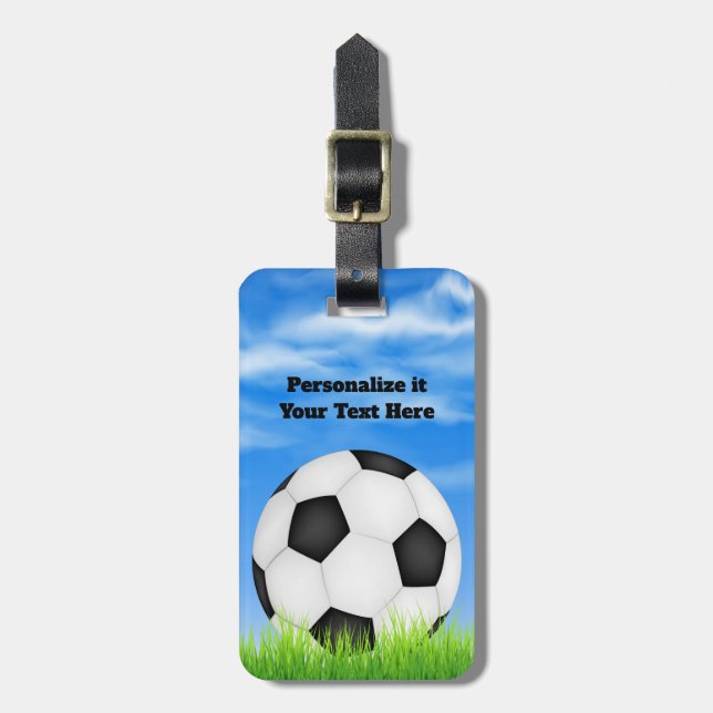 personalizado de la etiqueta de equipaje fútbol (Frente Vertical)
