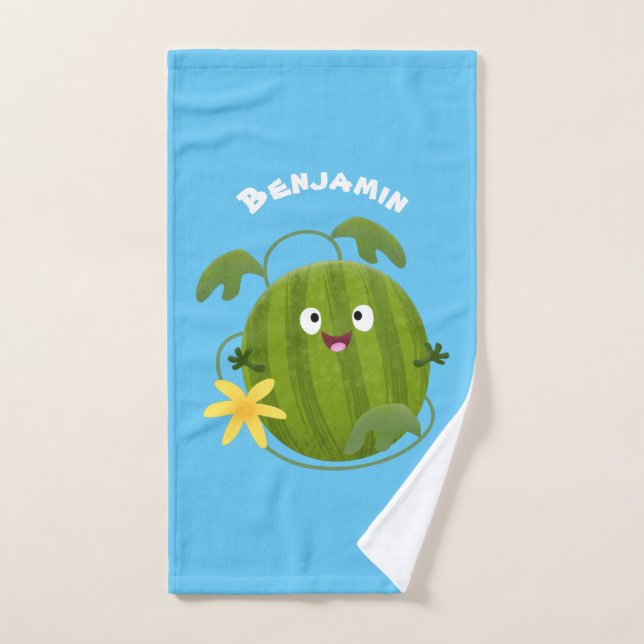 Personalizado de la sandía sonriente alegre (Toalla de mano)
