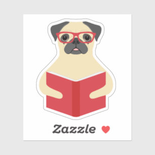 Personalizado de libros de lectura Pug Pegatinas d