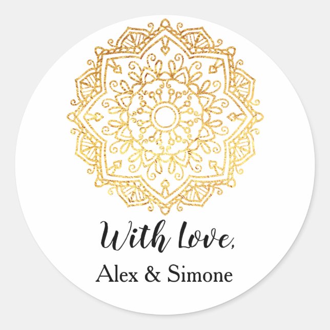Personalizado de Mandala de oro con Pegatina de am (Anverso)