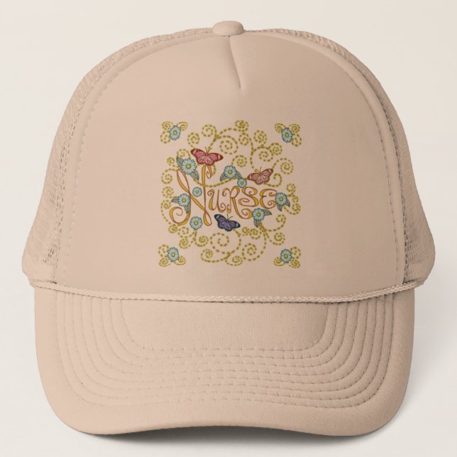 Personalizado de mariposa Enfermera gorra (Anverso)