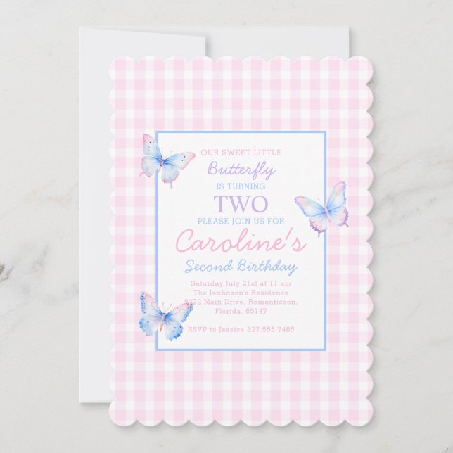 Personalizado de mariposa Foto Invitación al segun (Anverso)