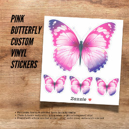 Personalizado de mariposa rosa Vinyl Pegatina