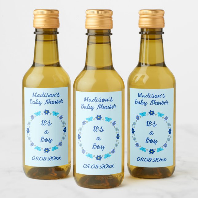 Personalizado de mariposas y flores Blue Baby Boy (Botellas)