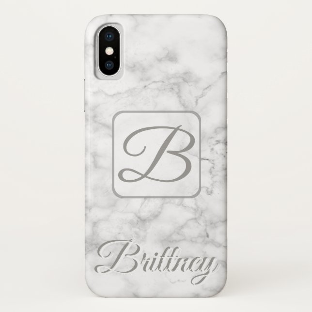 Personalizado de mármol blanco Iphone x funda (Reverso)
