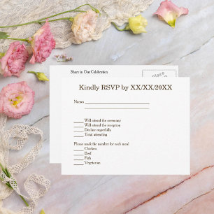 Personalizado de menú RSVP minimalista de la tarje