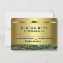 Personalizado de moda Boda de Peacock Gold RSVP