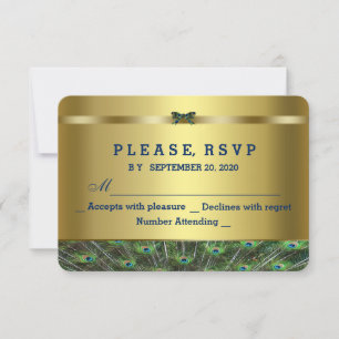 Personalizado de moda Boda de Peacock Gold RSVP