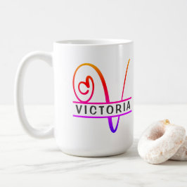 Personalizado de monograma cardíaco tazas de café 