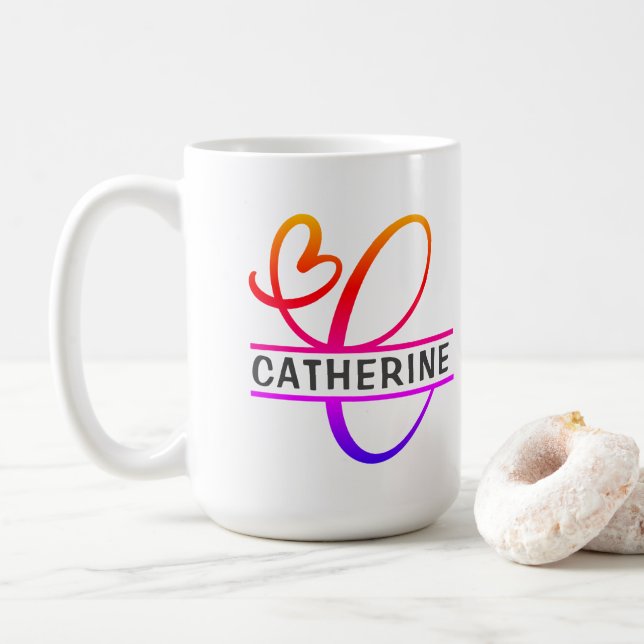 Personalizado de monograma cardíaco tazas de café  (Con donut)