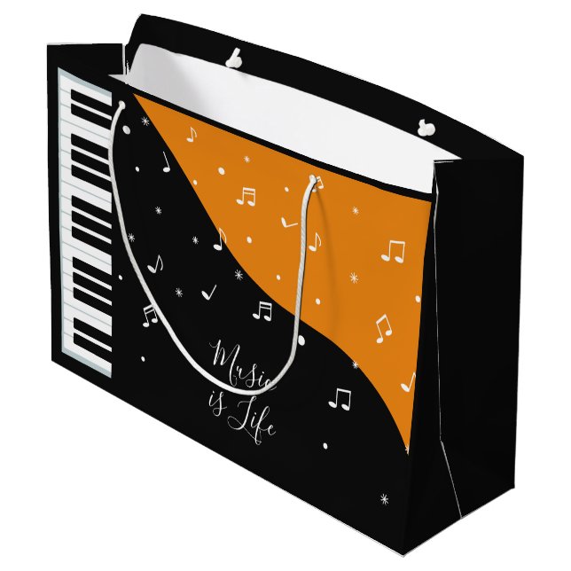 Personalizado de música de piano texto gran bolsa  (Angulo reverso)