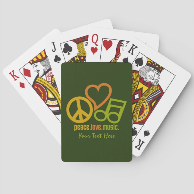 Personalizado de música Peace Love jugando cartas (Reverso)