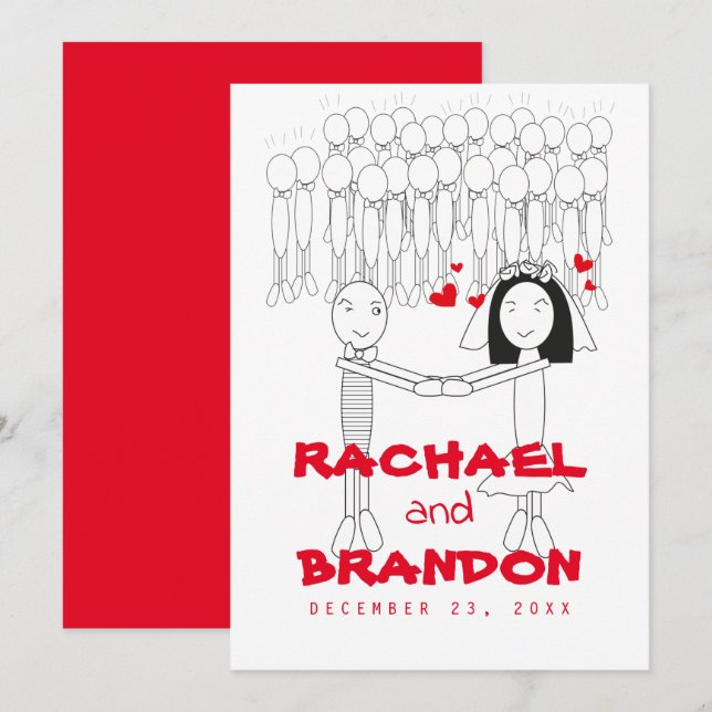 personalizado de novias con invitaciones de corazó (Anverso / Reverso)