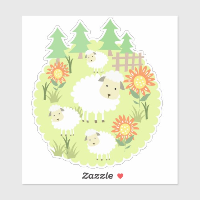Personalizado de oveja de granja Pegatina de vinil (Hoja)