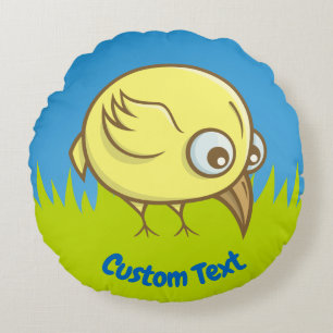 Personalizado de pájaro amarillo almohada redonda