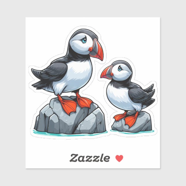 Personalizado de pájaro de Puffin Pegatina de vini (Hoja)