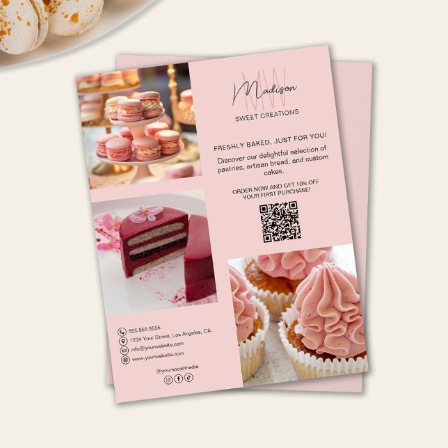 Personalizado de panadería Monograma Volante rosa (Bakery Custom Monogram Logo Pink Flyer)