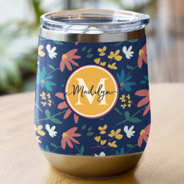 Personalizado de patrón floral de monograma amaril