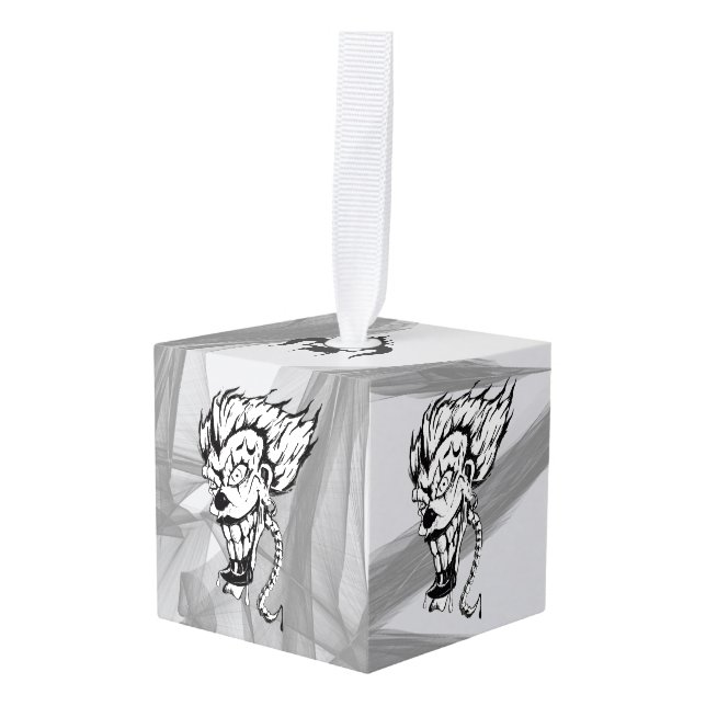 Personalizado de payaso malvado Cubo Ornamento (Anverso en perspectiva)