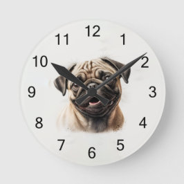 Personalizado de perro Pug Foto Reloj de pared per