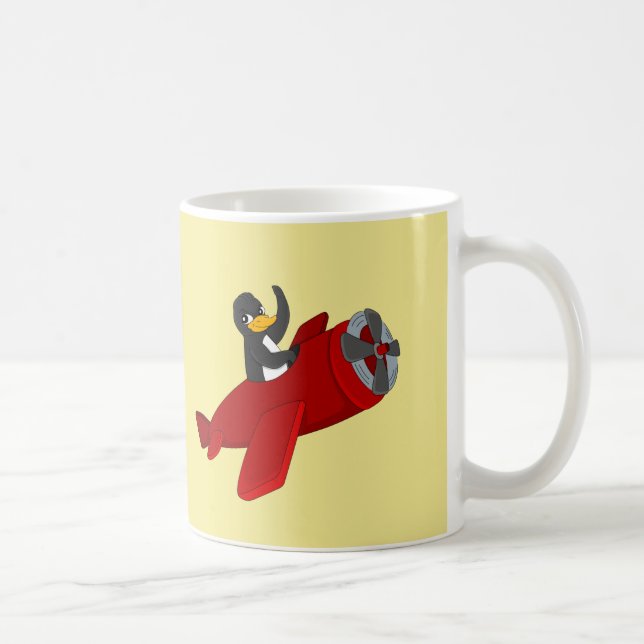 Personalizado de pingüino volador taza de café (Derecha)
